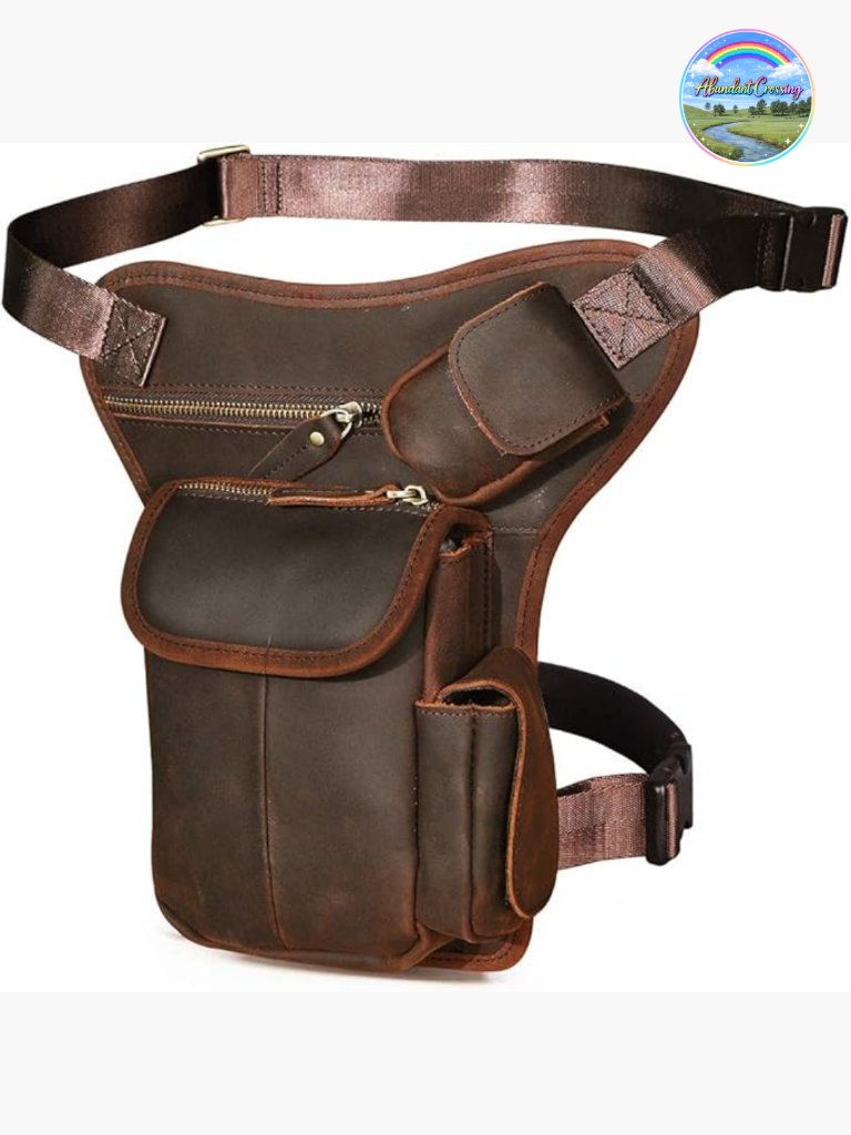 Genuine Leather Motorcycle Drop Leg Waist Pack Pouch